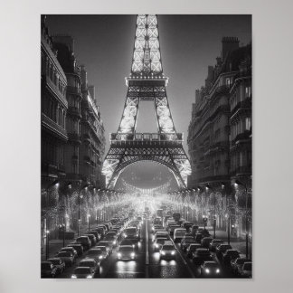 Paris Eiffel Tower Black and White Travel Poster