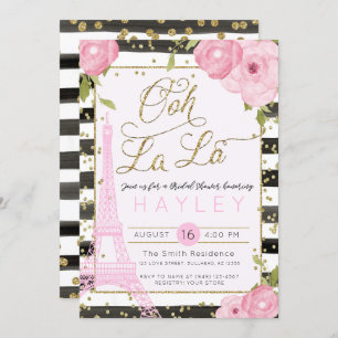 Paris Eiffel Tower Black Gold Bridal Shower Invite