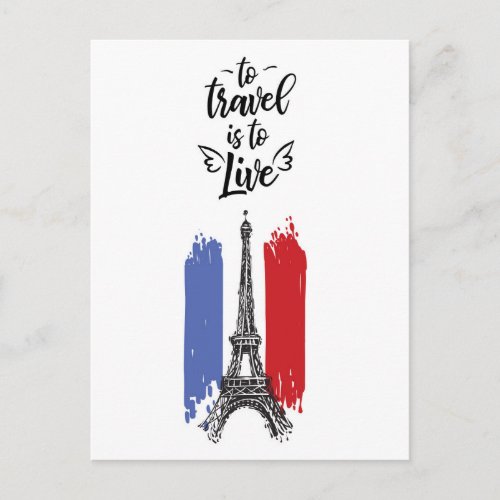  Paris Eiffel Tower Black Outline White Postcard