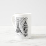 Paris Eiffel Tower Black &amp; White Collage French Bone China Mug at Zazzle
