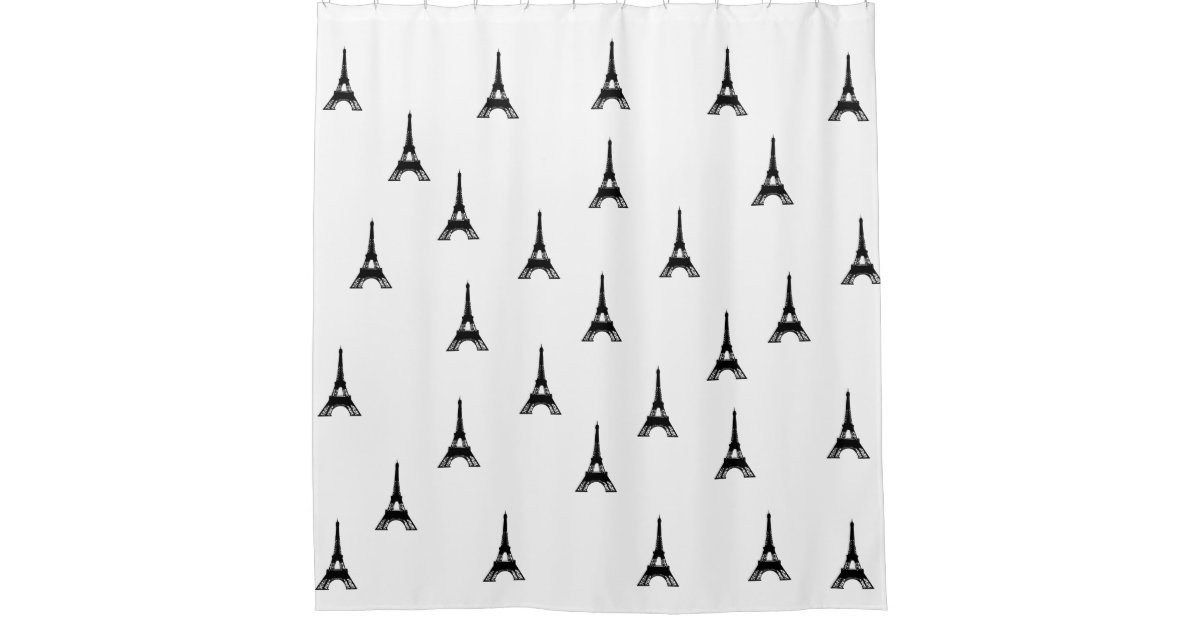 Paris Eiffel Tower Black White Shower Curtain Zazzle