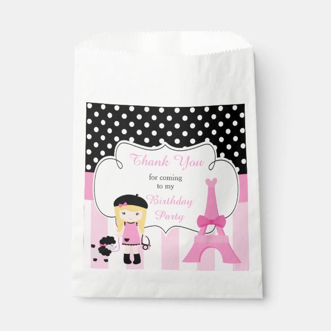 Paris Eiffel Tower Blonde Girl Favor Bag (Front)