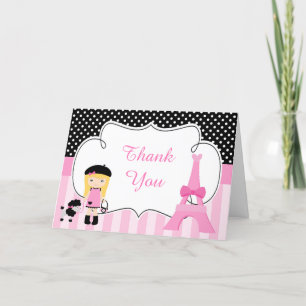 Paris Eiffel Tower Blonde Girl Letterpress Thank You Card