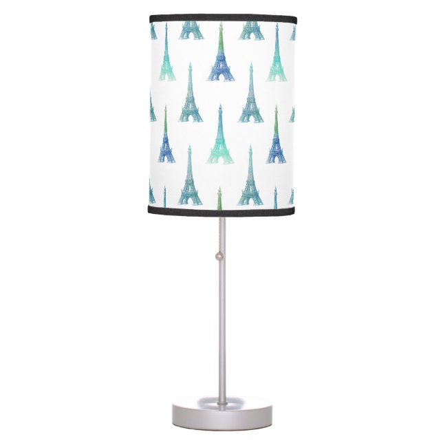 Paris Eiffel Tower Blue Green Table Lamp (Front)