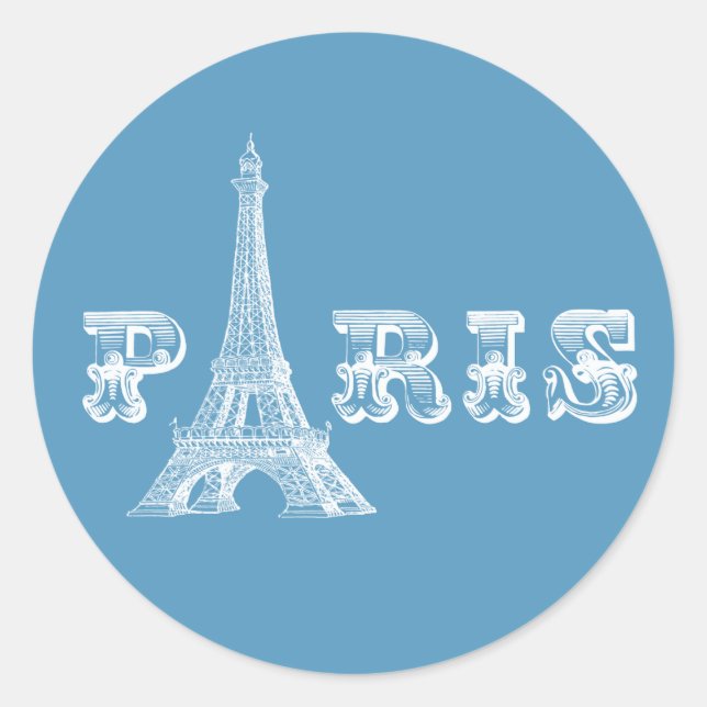 PARIS Eiffel Tower Blue Sticker (Front)