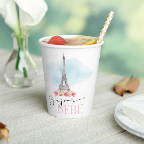 Paris Eiffel Tower Bonjour Baby Paper Cups