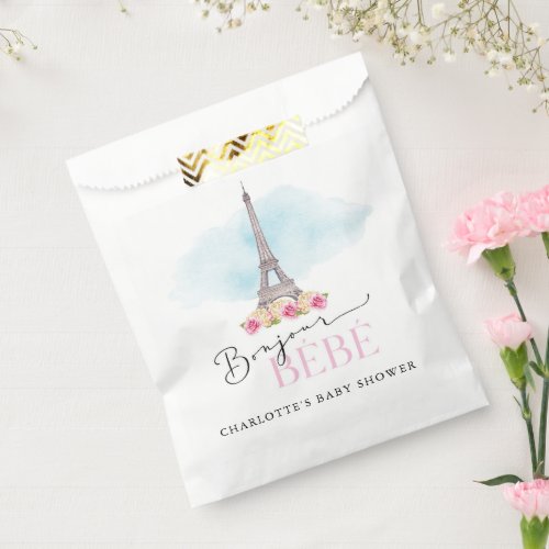 Paris Eiffel Tower Bonjour Baby Shower Favor Bags