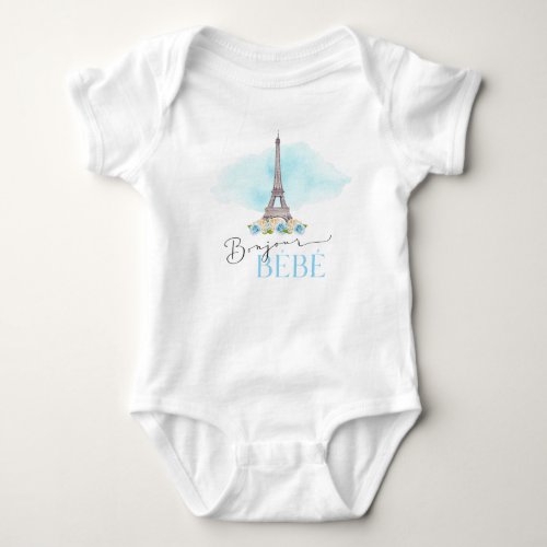 Paris Eiffel Tower Bonjour Bb Baby Bodysuit