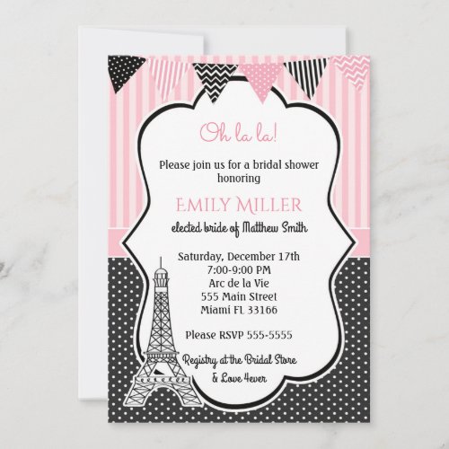 Paris Eiffel Tower Bridal Shower Invitation