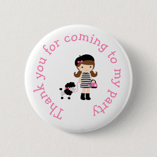 Paris Eiffel Tower Brunette Girl Button