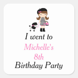 Paris Eiffel Tower Brunette Girl 'I went to' Square Sticker