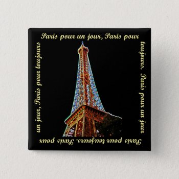 Paris Eiffel Tower Button by nitsupak at Zazzle