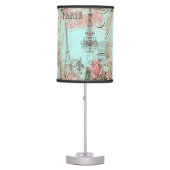 Paris Eiffel Tower & Chandelier Chic Teal Collage Table Lamp (Front)