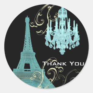Paris Eiffel Tower Chandelier vintage wedding Classic Round Sticker