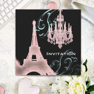 Paris Eiffel Tower Chandelier vintage wedding Invitation