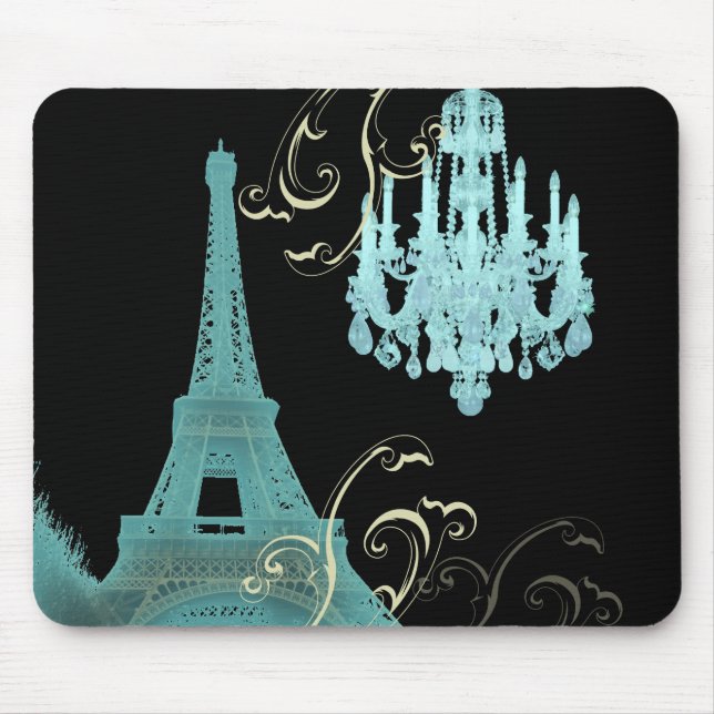 Paris Eiffel Tower Chandelier vintage wedding Mouse Pad (Front)