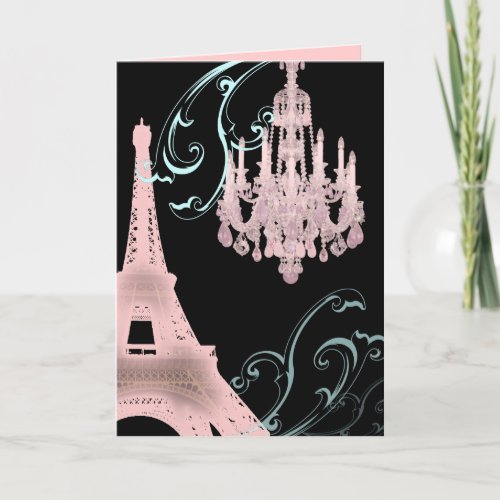 Paris Eiffel Tower Chandelier vintage wedding Thank You Card