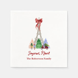 Paris Eiffel Tower Christmas Holiday Custom Napkins
