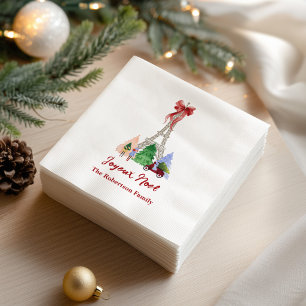 Paris Eiffel Tower Christmas Holiday Custom Napkins