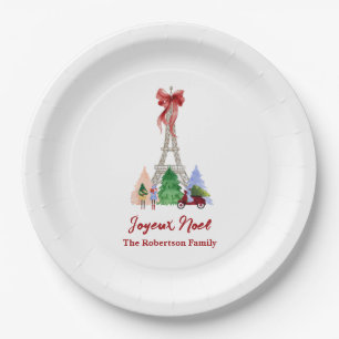 Paris Eiffel Tower Christmas Holiday Custom Paper Plates