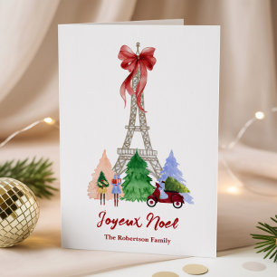 Paris Eiffel Tower Christmas Holiday Personalized Card