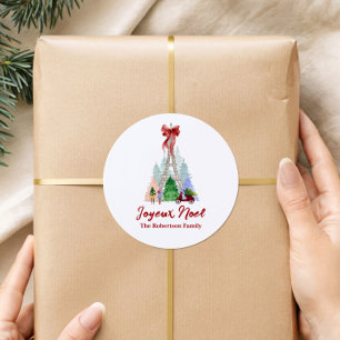 Paris Eiffel Tower Christmas Holiday Personalized Classic Round Sticker
