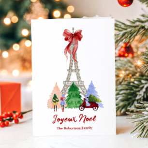 Paris Eiffel Tower Christmas Holiday Photo Custom Card