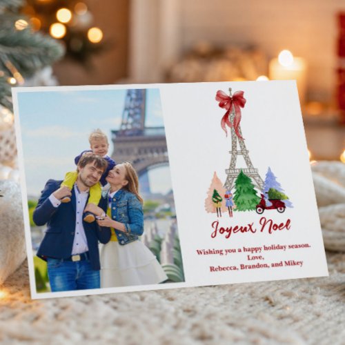 Paris Eiffel Tower Christmas Holiday Photograph Card