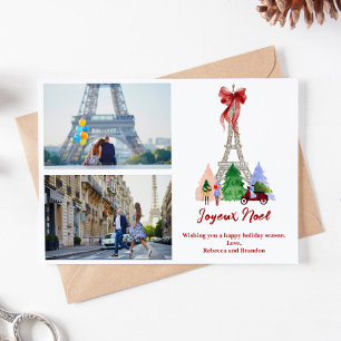 Paris Eiffel Tower Christmas Holiday Photograph Card