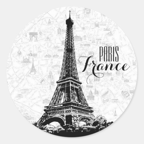 Paris Eiffel Tower Classic Round Sticker
