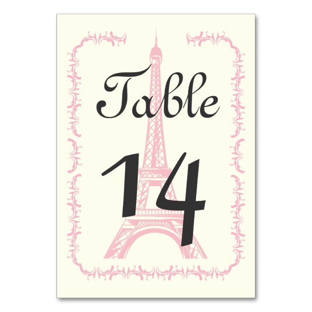 Paris Eiffel Tower Classic Wedding Table Number Card