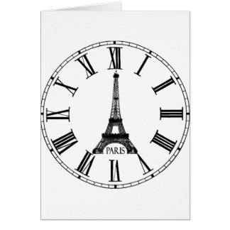 Paris Eiffel Tower Clock French Cards