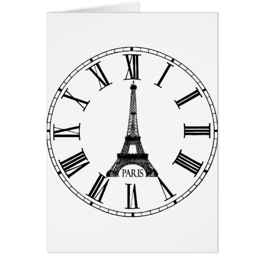 Paris Eiffel Tower Clock French Cards (Front)