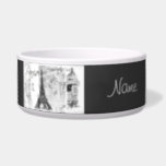 Paris Eiffel Tower Collage Bowl<br><div class="desc">Paris Eiffel Tower collage in black and white for your pet.</div>