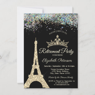 Paris Eiffel Tower,Colorful Confetti Retirement Invitation