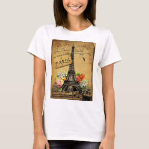 Paris Eiffel Tower Cotton T Shirt Top