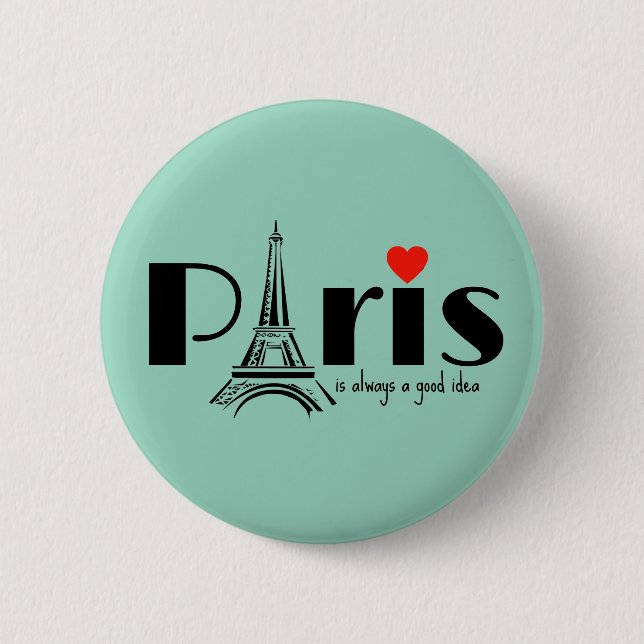Paris Eiffel Tower Design  Button (Front)