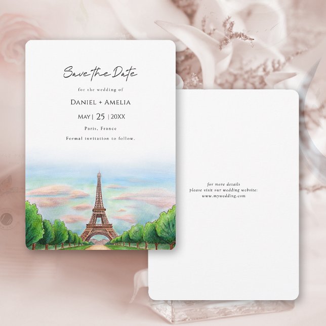Paris Eiffel Tower Destination Wedding Save The Date (Paris Eiffel Tower Destination Wedding Save The Date 
Card)