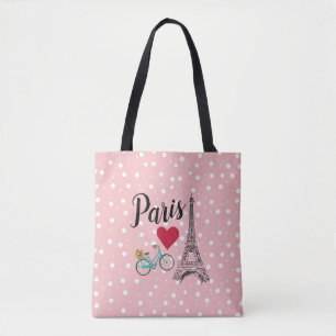 Paris Eiffel Tower Dot Tote Bag