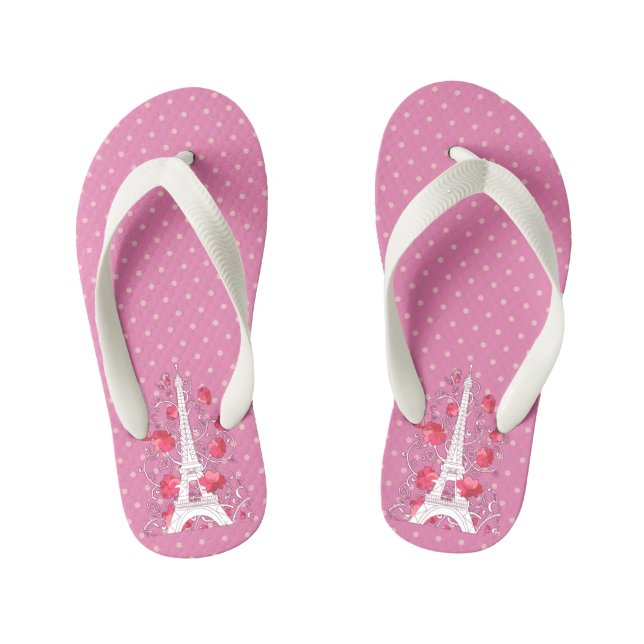 Paris Eiffel tower elegant stylish silhouette Kid's Flip Flops (Footbed)