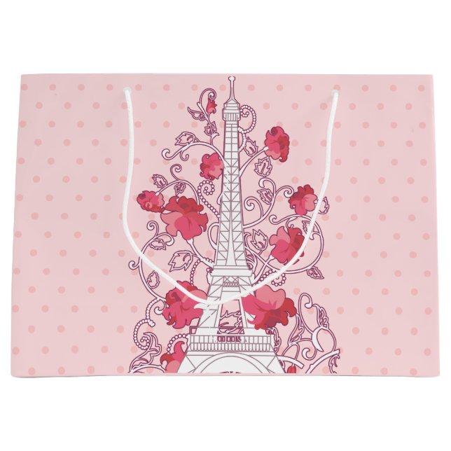 Paris Eiffel tower elegant stylish silhouette Large Gift Bag (Front)