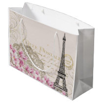 Paris Eiffel Tower Elegant Vintage Large Gift Bag Paris Eiffel Tower Elegant Vintage Large Gift Bag
