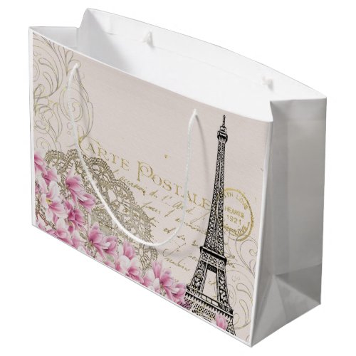 Paris Eiffel Tower Elegant Vintage Large Gift Bag