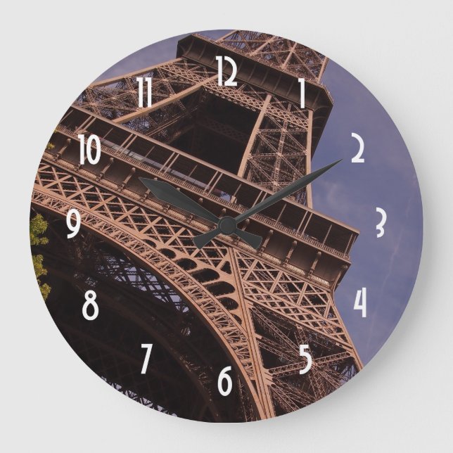 Paris Eiffel Tower Famous Landmark Photo Large Clock (Front)