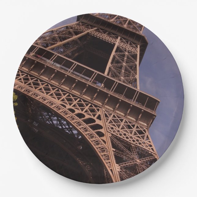 Paris Eiffel Tower Famous Landmark Photo Paper Plates (Front)
