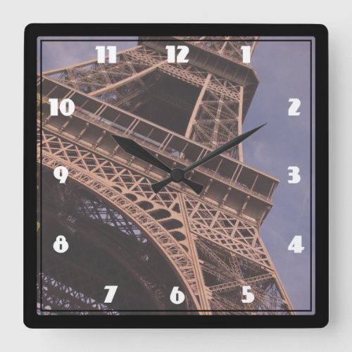 Paris Eiffel Tower Famous Landmark Photo Square Wall Clock