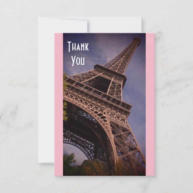 Paris Eiffel Tower Famous Landmark Photo Thank You Card (Front)