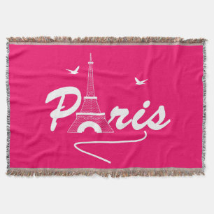 Paris Eiffel Tower Fancy Text Graphic Throw Blanket