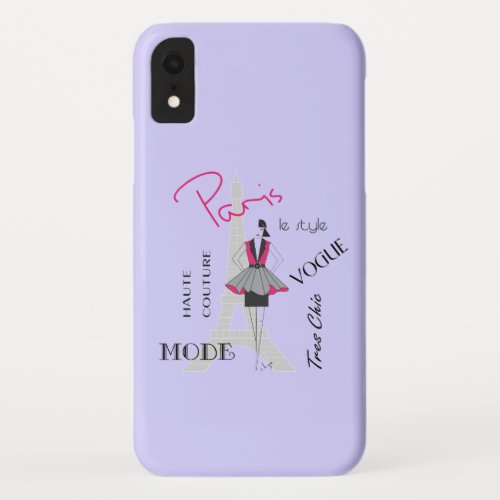 Paris Eiffel Tower Fashion Lite Purple iPhone XR Case