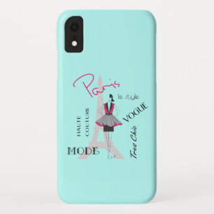 Paris Eiffel Tower Fashion Turquoise iPhone XR Case